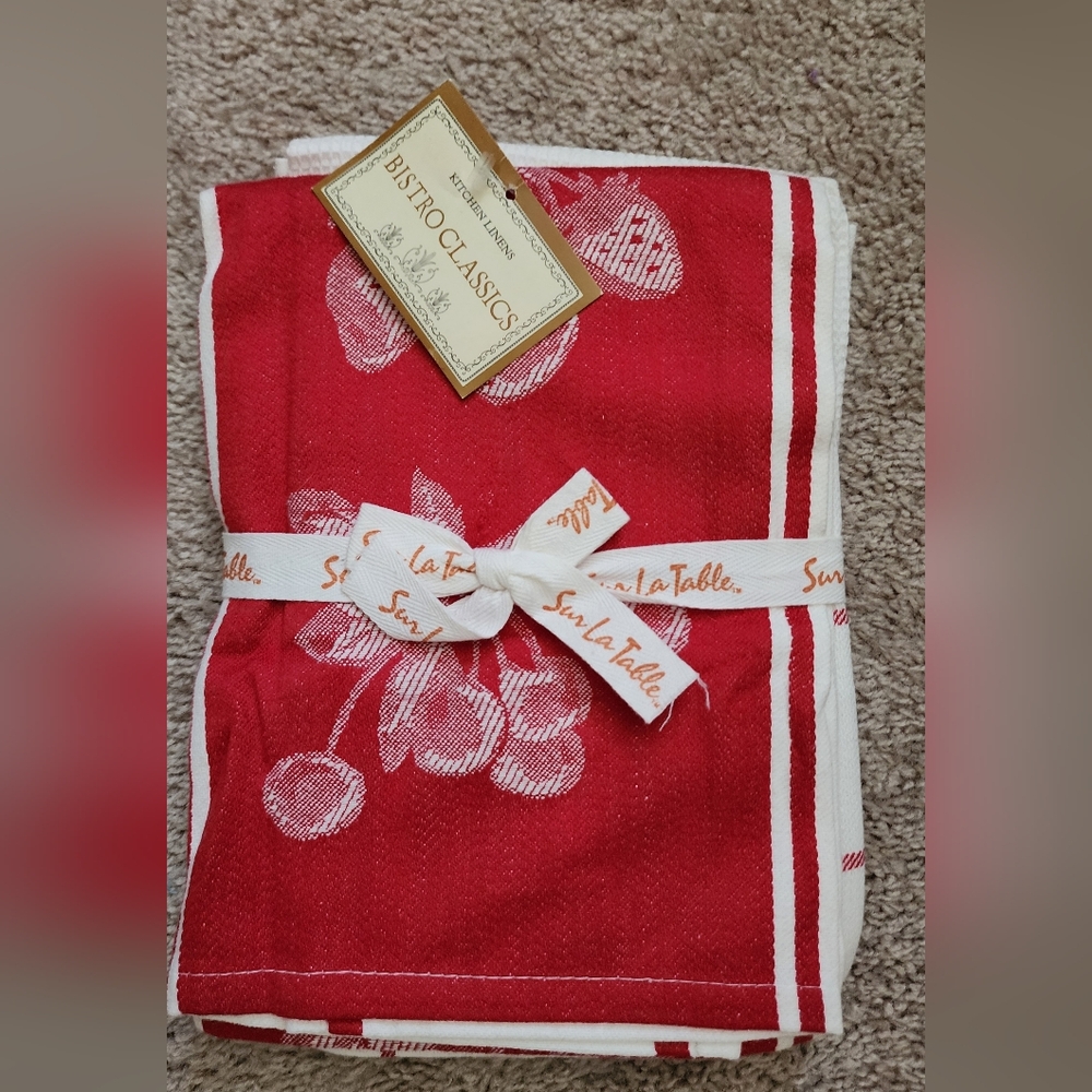 Sur La Table Red and White Kitchen Towel